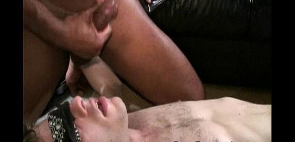  White Gay on Blindfold Fucked by Huge Dark Cock